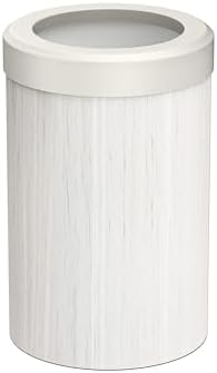 Gatco Small Bathroom Trash Can with Lid, Round 3 Gallon Wastebasket, Under Sink, White Oak with Matte White, for Bathroom, Bedroom, Office (1932W)