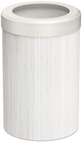 Gatco Small Bathroom Trash Can with Lid, Round 3 Gallon Wastebasket, Under Sink, White Oak with Matte White, for Bathroom, Bedroom, Office (1932W)