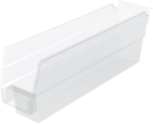 Akro-Mils 30110 Heavy Duty Plastic Shelf Bins, 12"x 3"x 4", Clear, 24-Pack
