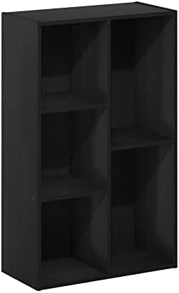Furinno LUDER Book Shelf, 5-Cube Bookshelf, Easy Assembly Bookcase with Open Shelves, 9.4 x 19.7 x 31.5, for Living Room, Bedroom, Home Office, Darkwood