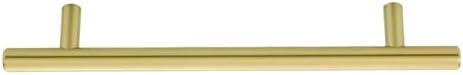 Amazon Basics Euro Bar Cabinet Handles, Kitchen Cabinet Pulls, Hardware for Cupboards, 1/2-inch Diameter, 7.38-inch Length, 5-inch Hole Center, Golden Champagne, 25-Pack