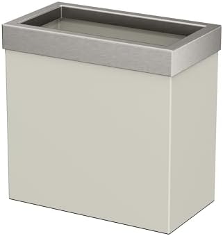 Gatco Small Bathroom Trash Can with Lid, Rectangle 3 Gallon Stainless Steel Wastebasket, Under Sink, Matte Pearl and Satin Nickel, for Bathroom, Bedroom, Office (1939SN)