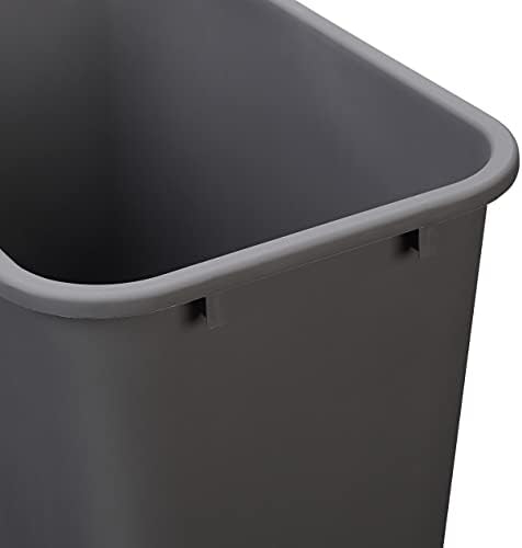 Amazon Basics Lightweight Rectangular Commercial Office Wastebasket, 10 Gallons, Grey