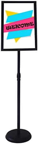 YDisplay Sign Holder Stand with Base 8.5x11inches Pedestal Floor Standing Sign Display Holder Height Adjustable Both Landscape Or Portrait Displayed,Black