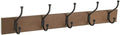 Amazon Basics Rectangular Farmhouse Wall-Mounted Coat Rack for Entryway and Bedroom, Storage Organizer, 5 Hooks, Barnwood