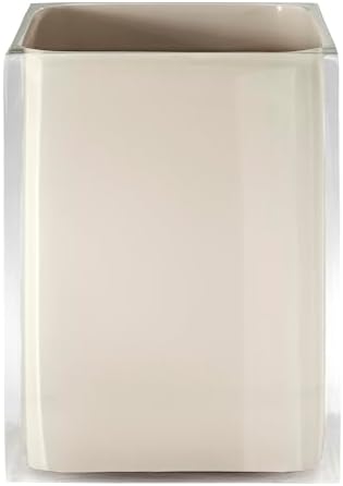 IZOD – Wastebasket, Clear Hand-Painted Resin with Linen Interior and Modern Design, Contemporary Home Decor – Perfect for Bathroom, Bedroom, Kitchen or Office (Marina)