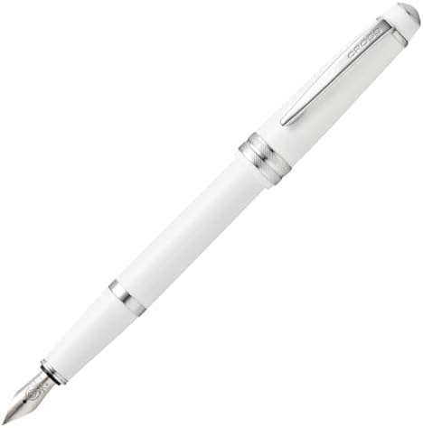 Cross Bailey Light Polished White Resin Fountain Pen, Medium Nib