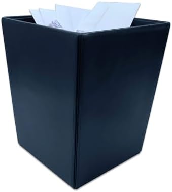 Dacasso Bonded Leather Waste Basket - Luxury Waste Basket (Navy Blue, 14 QT)