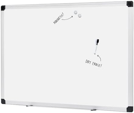 Amazon Basics Magnetic Dry Erase Whiteboard, 36 x 48-inch, Aluminum Frame, Silver/White, Easy to Install