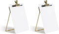 U Brands Glass Dry-Erase Desktop Easel, Tempered Glass, Gold Metal Stand, Removable Clip (Pack of 2)