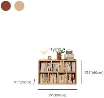 Lumber Organizer Shelf 3/4 Shelves, Lateral Filing or Vertical, Closed Back Floor-standing Bookshelf Rack Bookcase Cabinet Tiered Shelf Grid Storage Unit Dark Walnut 39.4"L x 9.4"W x 23.6"H