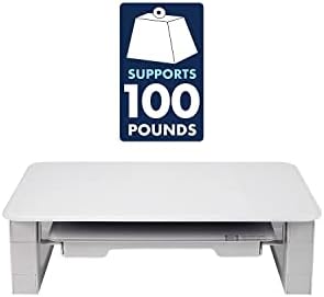 Quartet Desktop Glass Monitor Riser for Computer with Dry-Erase Board, Adjustable Height (Q090GMRW01)