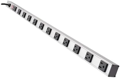 Eaton Tripp Lite Series PS3612 12-Outlet Long Power Strip for Dorm Room Workbench Shop and Garage, Industrial Heavy Duty Metal Housing, 15ft Long Extension Cord, 3ft Length, Mountable/Wall Mount