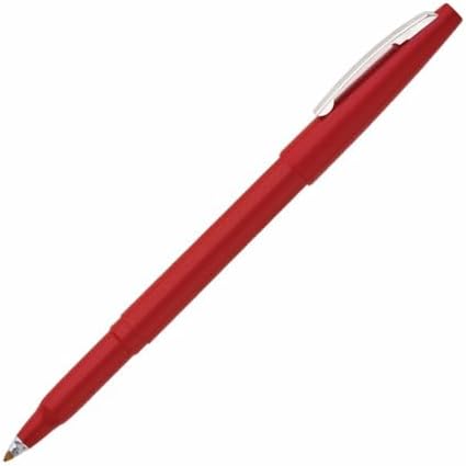 Pentel R100B Rolling Writer Stick Roller Ball Pen, .8mm, Red Barrel/Ink, Dozen
