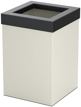 Gatco Small Bathroom Trash Can with Lid, Square 3 Gallon Stainless Steel Wastebasket, Under Sink, Matte Pearl and Matte Black, for Bathroom, Bedroom, Office (1935MX)