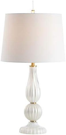 JONATHAN Y Maddie Modern Glass Table Lamp 28" Fluted Gourd, White Pearl