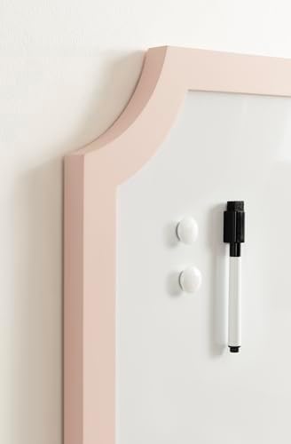 Kate and Laurel Holbrook Scalloped Magnetic Dry Erase Board with Marker and Four Magnets; 15 x 24; Pink; Decorative Wall Organization White Board for Use as Bedroom or Dorm Room Decor