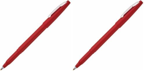 Pentel R100B Rolling Writer Stick Roller Ball Pen, .8mm, Red Barrel/Ink, Dozen (Pack of 2)