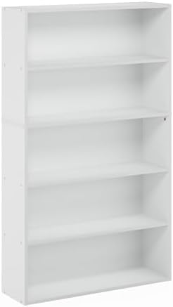 Furinno PASIR 5-Tier Book Shelf with Open Shelf, White