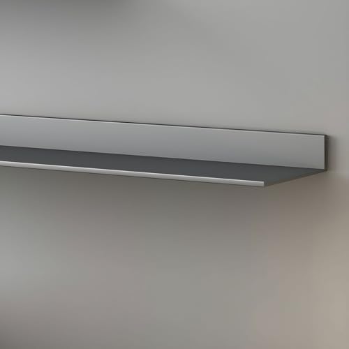 Metal Bookshelf Wall Mounted Contemporary Bookcase Office Aluminum Alloy Wallmounted Storage Shelf Living Room Bookshelf Metal Partition Single-layer Display Shelf Grey 31.5"L x 8.3"W x 3.1"H