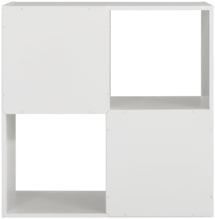 4 Cube Storage Organizer, 2x2 Modular Freestanding Cubby Shelf, Open Wooden Bookcase, Multipurpose Display Shelving Unit for Bedroom, Living Room, Closet and Home Decor, White