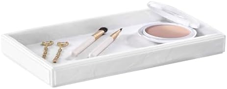 Nicole Miller - Vanity Tray, Durable Resin Countertop Accessories with Textured Marble Design, Ideal Organization for Home, Modern Bathroom Decor, Dorm Room Essentials (Zen Collection, White)