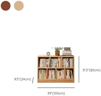 Lumber Organizer Shelf 3/4 Shelves, Lateral Filing or Vertical, Closed Back Floor-standing Bookshelf Rack Bookcase Cabinet Tiered Shelf Grid Storage Unit Dark Walnut 39.4"L x 9.4"W x 31.5"H