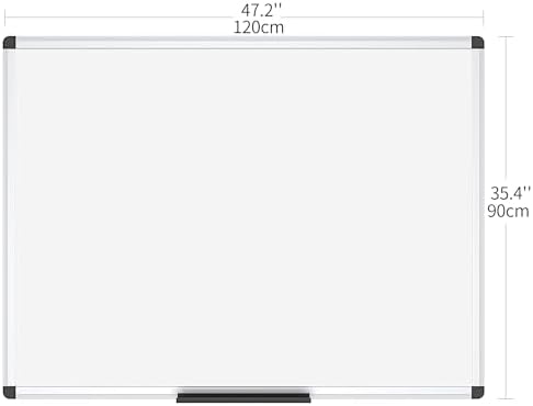 VIZ-PRO Magnetic Whiteboard/Dry Erase Board, 48 X 36 Inches, Silver Aluminium Frame