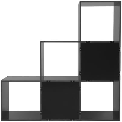 3-Tier Stepped Bookshelf, 6 Cube Storage Organizer, Freestanding Ladder Bookcase, L-Shaped Corner Shelf, Room Divider Shelf, 35.4" Tall Modern Display Shelf for Home Office Living Room