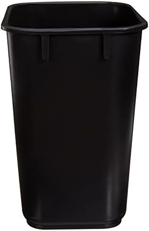 Amazon Basics Small Rectangular Commercial Office Wastebasket, Easy to Clean,11.4"L x 8"W x 12"H , 3 Gallon, Black, 2-Pack