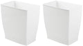 iDesign Small Plastic Bathroom Trash Can, Slim Rectangle, 2-Pack, White
