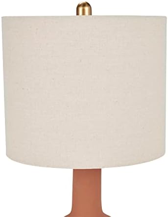 Nourison Home 22" Terracotta Orange Ceramic Table Lamp with Oatmeal Linen Shade for Modern Farmhouse, Bedside Lamp, Living Room Lamp, Small Accent Lamp for Dining Room