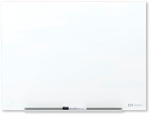 Quartet Magnetic Glass Dry Erase White Board, 4' x 3' Anti-Glare Whiteboard for Wall, InvisaMount Frameless, White (Q014735F01IMW)