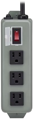 Eaton Tripp Lite Series 3-Outlet Heavy Duty Power Strip, Metal, Mountable (Wall Mount & Under Desk), 6ft Extension Cord, On/Off Switch Cover, Industrial Garage Shop Work Bench Applications (3SP)