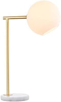 JONATHAN Y Charles Modern Globe Bedside Table Lamp 20.5", Gold/White