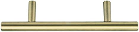 Amazon Basics Euro Bar Cabinet Pulls, Kitchen Cabinet Handles, Drawer Handles, 1/2-inch Diameter, 5.38-inch Length, 3-inch Hole Center, Golden Champagne, 10-Pack