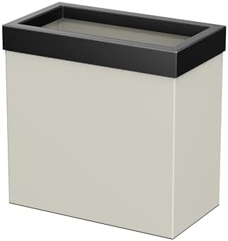 Gatco Modern Rectangle Wastebasket, Matte Pearl and Matte Black Combo - Stainless Steel Trash Can with Removable Lid, Leakproof, 3 Gallon Capacity for Bathroom, Bedroom, Kitchen, or Office