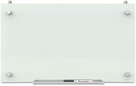 Quartet Whiteboard, Glass Dry Erase Board, Magnetic, 30" x 18", Infinity Frameless Mounting, White Surface, Accessory Tray, 1 Dry Erase Marker and 2 Glass Board Magnets (PDEC1830)