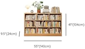 Lumber Organizer Shelf 3/4 Shelves, Lateral Filing or Vertical, Closed Back Floor-Standing Bookshelf Rack Bookcase Cabinet Tiered Shelf Grid Storage Unit Natural 55" L x 9" W x 41" H