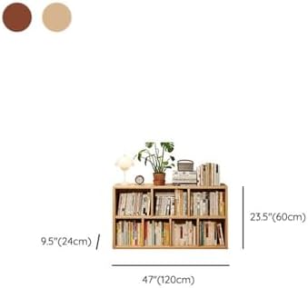 Lumber Organizer Shelf 3/4 Shelves, Lateral Filing or Vertical, Closed Back Floor-Standing Bookshelf Rack Bookcase Cabinet Tiered Shelf Grid Storage Unit Natural 47.2" L x 9.4" W x 23.6" H