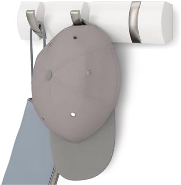 Umbra Flip Coat Rack, Wall Mount Retractable Hooks, 3-Hook, White/Nickel
