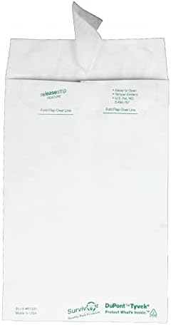Quality Park Survivor Shipping Envelopes, 6" x 9", Made with Strong, Lightweight DuPont Tyvek Material, Flap-Stik Peel and Seal Closure, 100/Box (QUAR1320), White