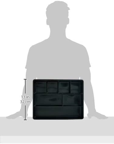 Rubbermaid Extra Deep Desk Drawer Director Tray, Plastic, 11.875 x 15 x 2.5 Inches, Black (Pack of 2)