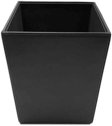Dacasso Bonded Leather Waste Basket - Luxury Waste Basket (Black, 14 QT)