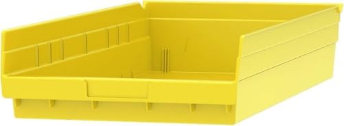Akro-Mils 30174 Heavy Duty Plastic Shelf Bins, 24"x 11"x 4", Yellow, 6-Pk