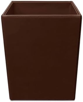 Dacasso Bonded Leather Waste Basket - Luxury Waste Basket (Dark Brown, 14 QT)