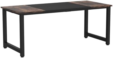 Tribesigns 70.8”Executive Desk, Large Office Computer Desk with Thicken Frame, Modern Simple Workstation Business Furniture for Home Office, Rustic Brown/Black