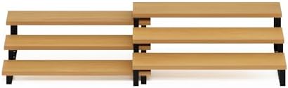 Furinno RAVEL Kitchen Countertop Organizer Set of 2, 3-Tier Nesting Metal Frame Counter Shelves, Kitchen Storage, Expandable, Spice Rack, for Pantry, Coffee Bar, Beech