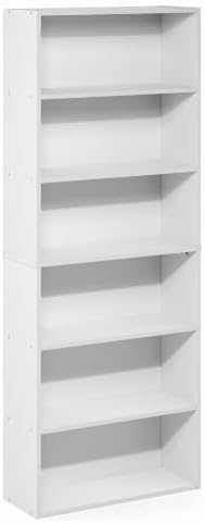 Furinno Jaya 6-Tier Book Shelf, Open Shelf Bookshelf, White