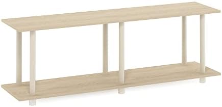 Furinno Turn-N-Tube No Tools Modern Rectangle Side Table, Bauhaus Oak/Beige | Rectangular Book Shelf, Open Frame Storage Shelves, for Organization, Living Room, Home Office